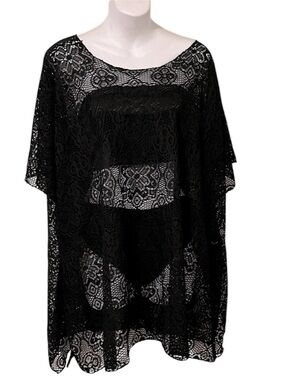 Meredithm Lacing Around Black Mesh Lace Swimsuit Coverup New With Tag